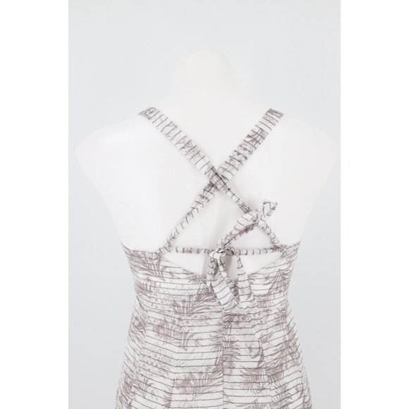 NWT DISSH WOMEN SIZE 4 KOKO CHOCOLATE PALM MIDI DRESS/ Beige White Flora Linen - Picture 9 of 12